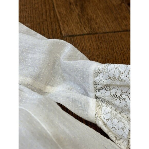 Vintage 80s Polly Flinders Cream Smocked Lace Dress Baby Girl 6T - Picture 4 of 12